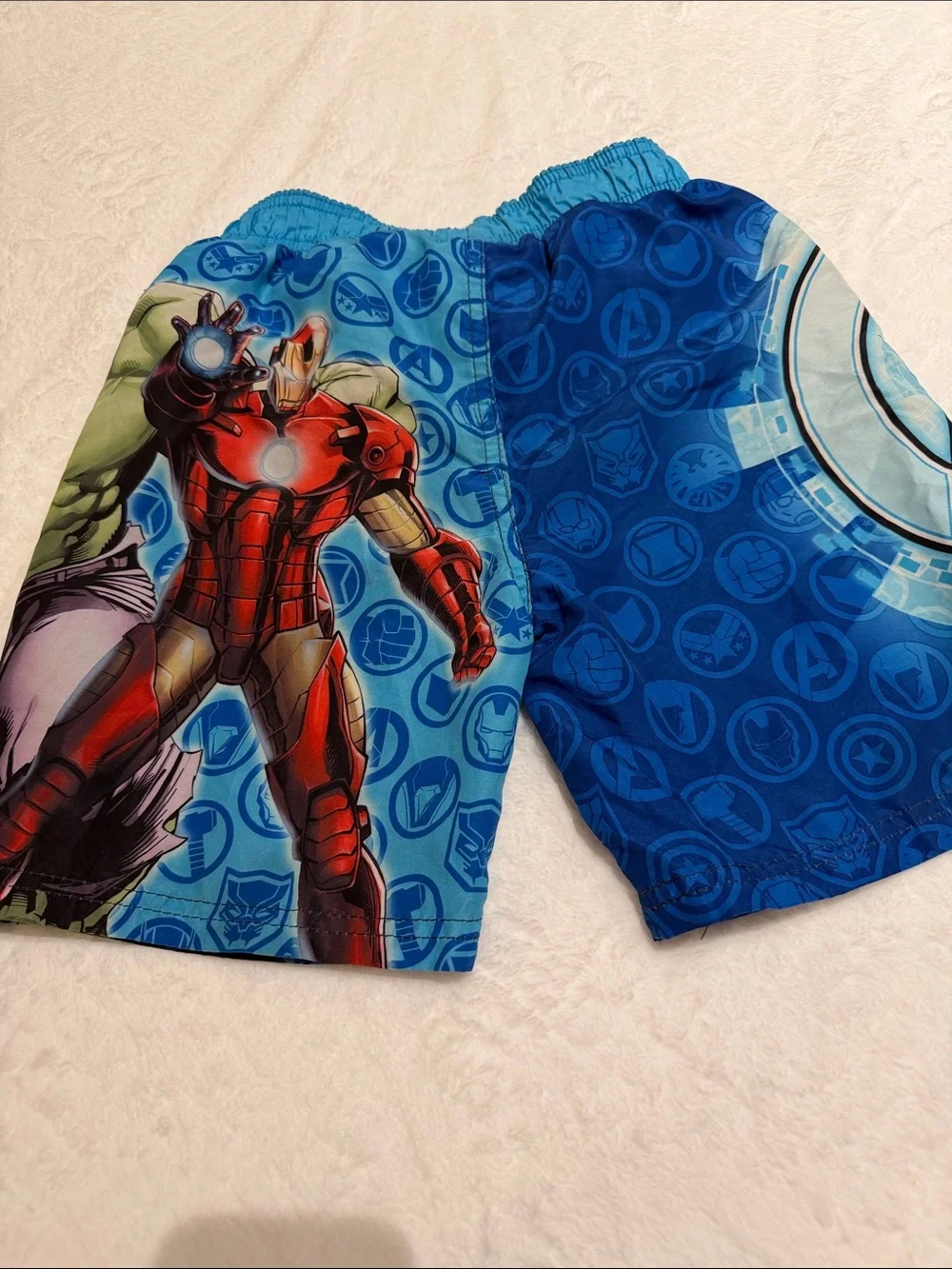 Marvel Blue Swim Shorts with Red and Green Accents